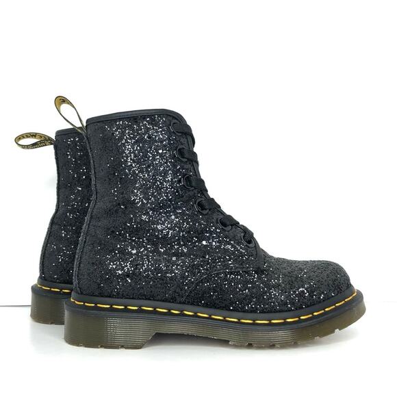 Dr Martens Black Chunky Glitter 1460 Farrah Ankle Boots Women’s 5 Shoes - Picture 2 of 12